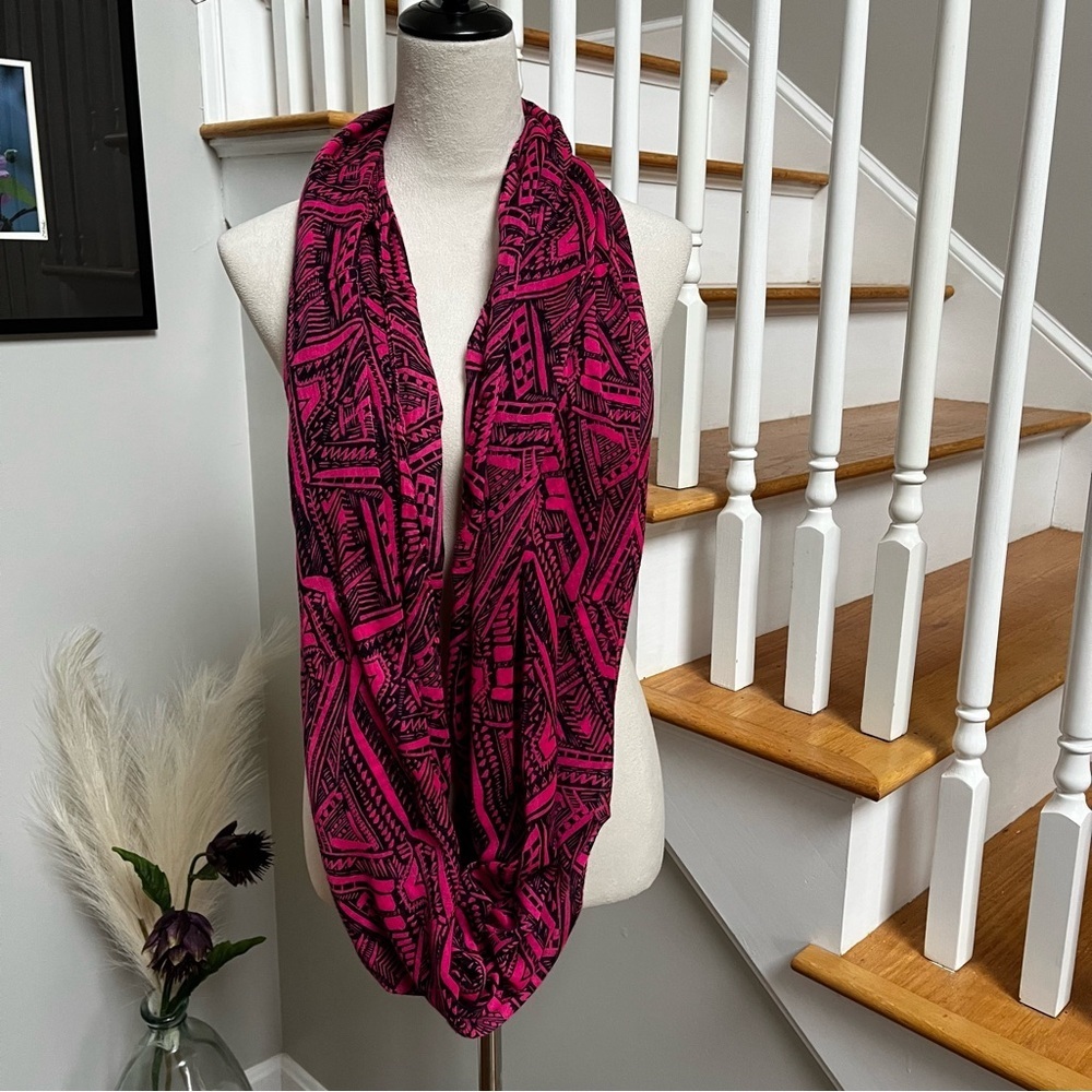 Pink and Navy Blue Infinity Scarf 34” x 30” Soft Thin